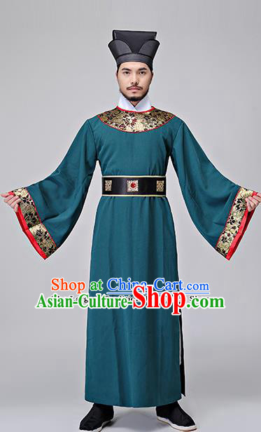 Chinese Ancient Drama Costumes Green Hanfu Robe Song Dynasty Prime Minister Clothing for Men