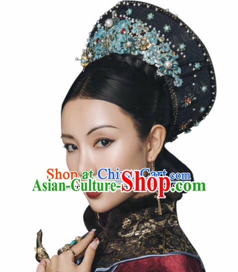 Chinese Ancient Qing Dynasty Queen Hat Wedding Bride Headdress for Women