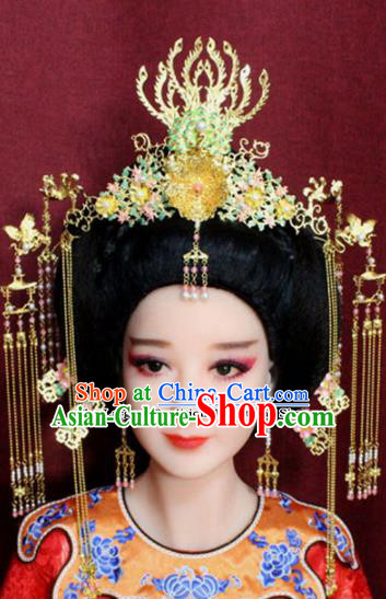 Chinese Ancient Peri Headdress Tang Dynasty Imperial Consort Phoenix Coronet Hairpins Complete Set for Women