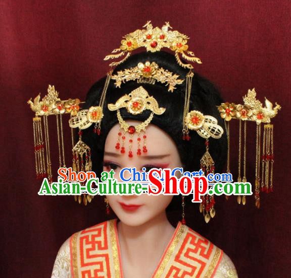 Chinese Ancient Tang Dynasty Queen Headdress Hairpins Complete Set for Women