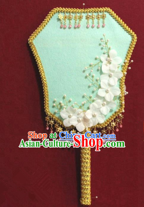 Chinese Traditional Green Palace Fans Ancient Wedding Jewelry Accessories for Women