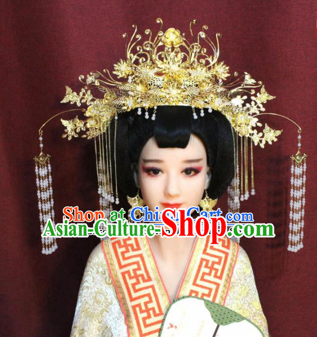 Chinese Ancient Tang Dynasty Queen Headdress Palace Phoenix Coronet Hairpins Complete Set for Women