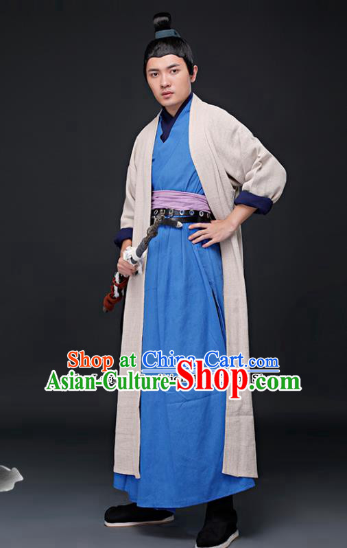 Chinese Ancient Ming Dynasty Swordsman Costumes Drama Knight Hanfu Clothing for Men