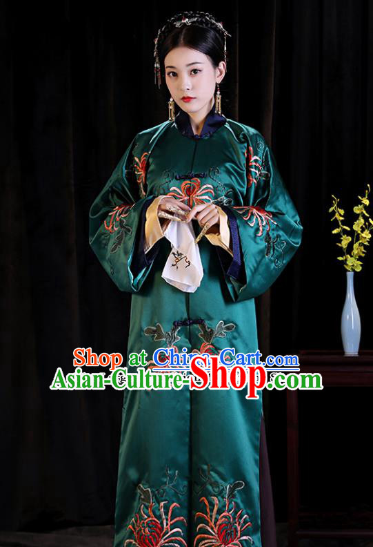 Chinese Ancient Palace Lady Clothing Qing Dynasty Drama Manchu Imperial Consort Embroidered Costumes for Women