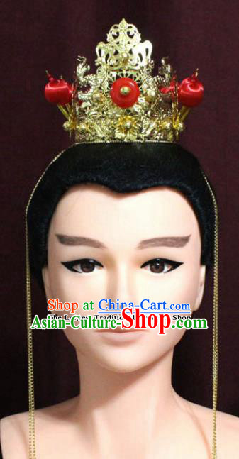 Chinese Traditional Classical Jewelry Accessories Ancient Prince Golden Crown for Men