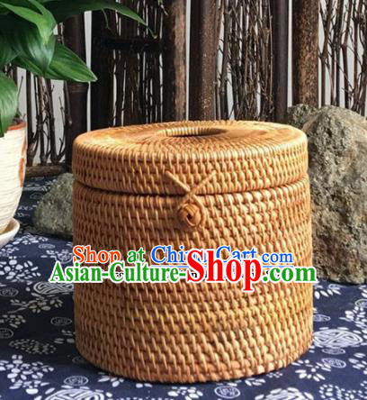 Asian Vietnamese Traditional Craft Rattan Basket Straw Plaited Paper Suction Box