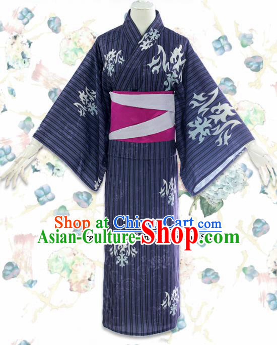 Japanese Traditional Cosplay Costumes Japan Kimono Purple Robe for Women