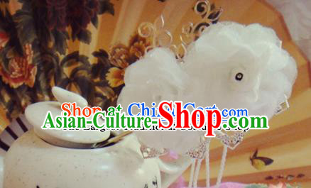Chinese Traditional Classical Hair Accessories Ancient Princess White Flowers Hairpins for Women
