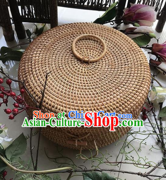 Asian Vietnamese Traditional Rattan Craft Artware Straw Plaited Tea Box