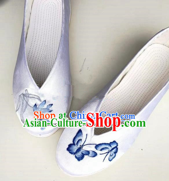 Chinese Traditional Hanfu Shoes Embroidered Butterfly Shoes Handmade Cloth Shoes for Women