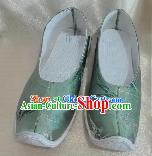 Chinese Traditional Hanfu Shoes Ancient Princess Embroidered Bamboo Green Shoes Handmade Shoes for Women