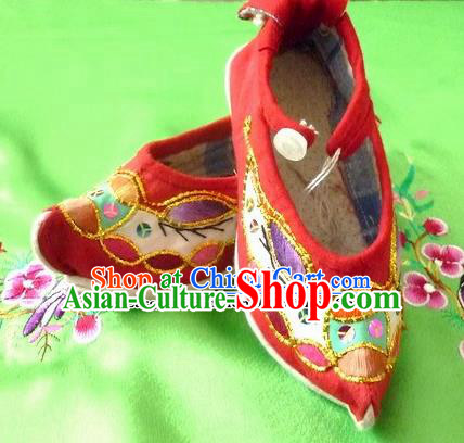Chinese Traditional Hanfu Red Shoes Ancient Princess Embroidered Shoes Handmade Shoes for Women