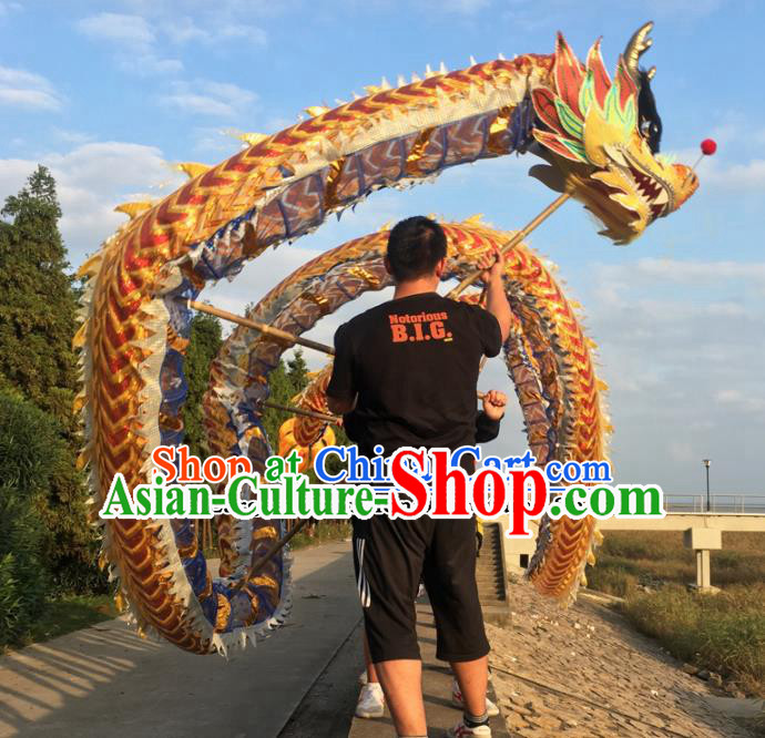 World Dragon Dance Competition Golden Dragon Head Chinese Traditional Dragon Dance Costumes Complete Set for Adult