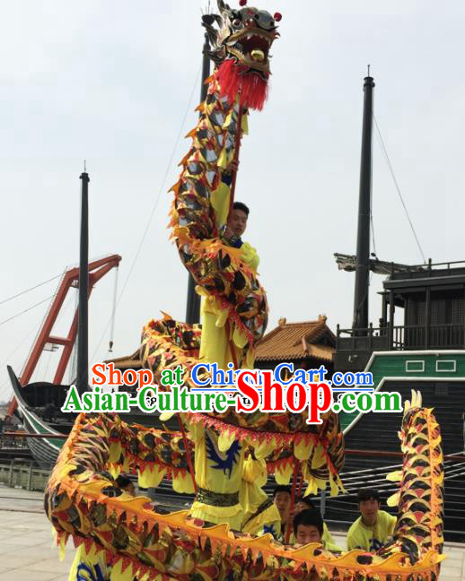 Chinese Folk Dance Dragon Dance Competition Black Dragon Head Traditional Dragon Dance Costumes Complete Set for Adult