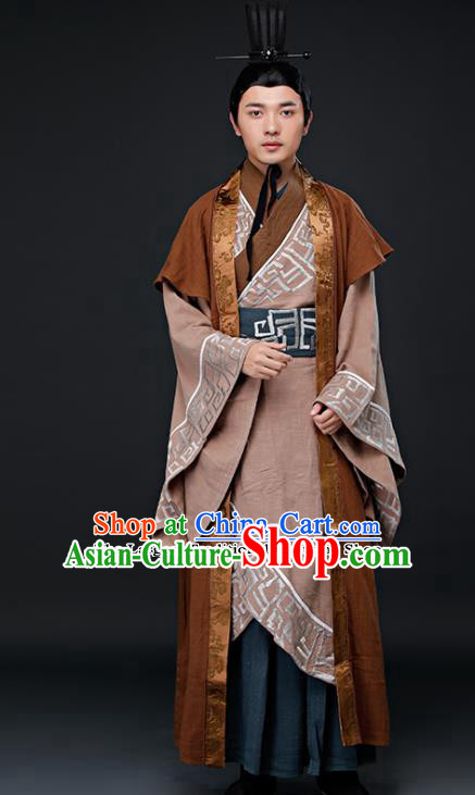 Chinese Ancient Swordsman Clothing Traditional Qin Dynasty Minister Embroidered Costumes for Men