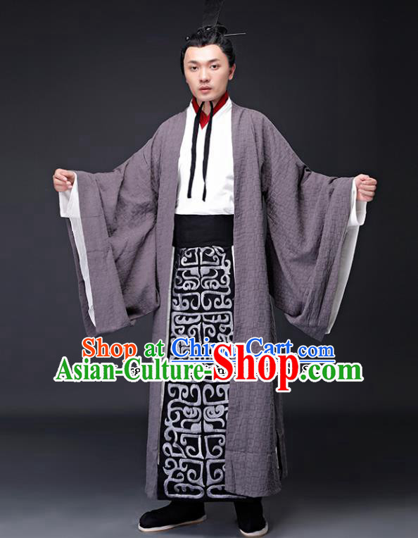 Chinese Ancient Drama Clothing Traditional Han Dynasty Minister Embroidered Costumes for Men