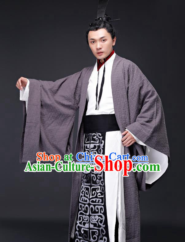 Chinese Ancient Drama Clothing Traditional Han Dynasty Minister Embroidered Costumes for Men