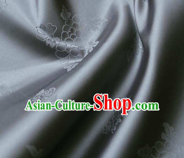 Traditional Asian Cloth Drapery Brocade Korean Hanbok Palace Grey Satin Silk Fabric