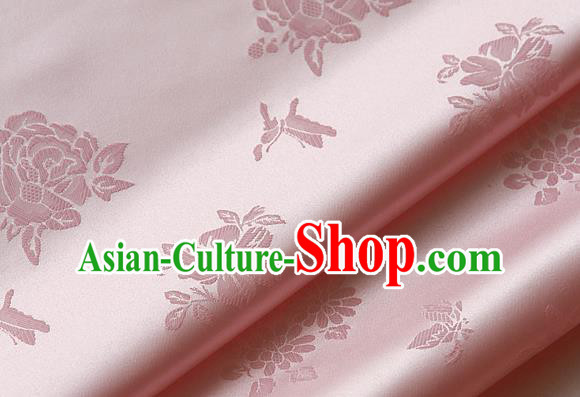 Traditional Asian Classical Cloth Drapery Pink Brocade Korean Hanbok Palace Satin Silk Fabric
