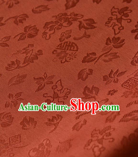 Traditional Asian Classical Cloth Drapery Red Brocade Korean Hanbok Palace Satin Silk Fabric