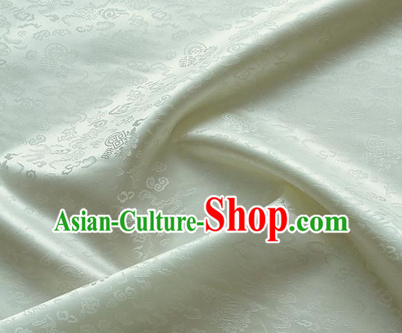 Traditional Asian Classical Cloth Drapery Beige Brocade Korean Hanbok Palace Satin Silk Fabric