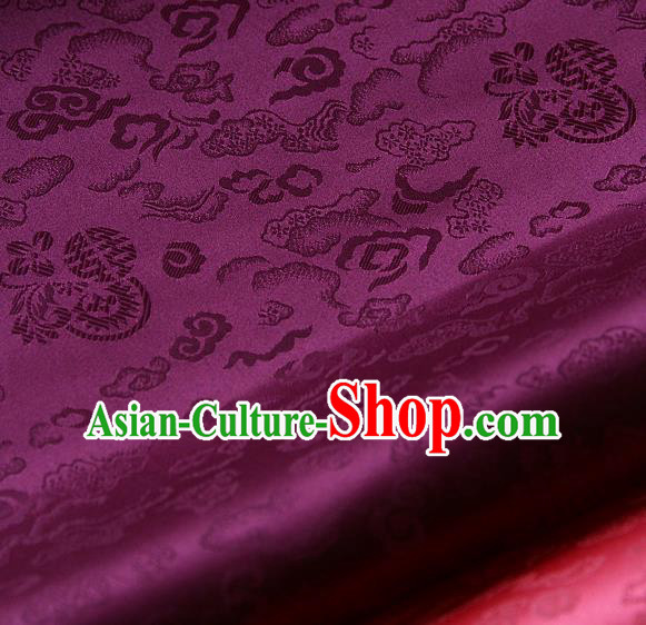 Traditional Asian Classical Cloth Drapery Purple Brocade Korean Hanbok Palace Satin Silk Fabric