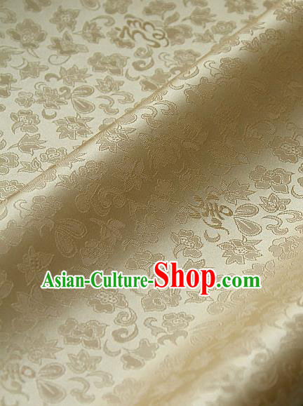 Traditional Asian Classical Pattern Cloth Drapery Golden Brocade Korean Hanbok Palace Satin Silk Fabric