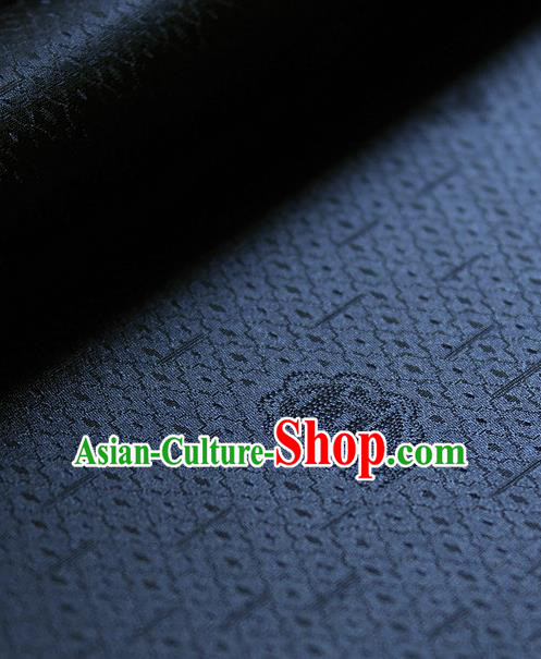 Traditional Asian Classical Pattern Cloth Drapery Navy Brocade Korean Hanbok Palace Satin Silk Fabric