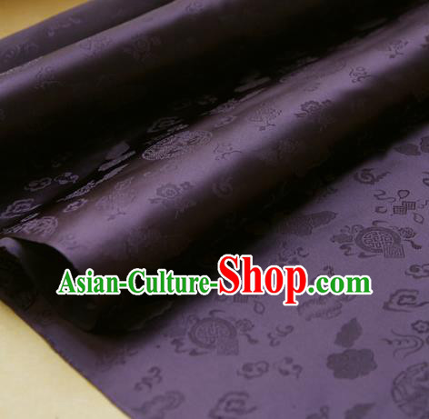 Traditional Asian Classical Pattern Cloth Drapery Purple Brocade Korean Hanbok Palace Satin Silk Fabric