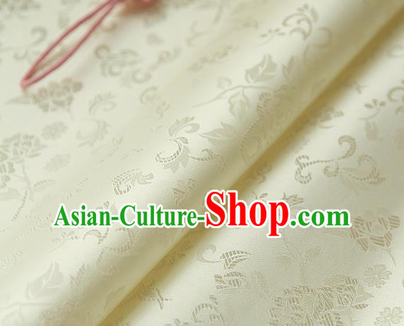 Traditional Asian Classical Pattern Yellow Brocade Cloth Drapery Korean Hanbok Palace Satin Silk Fabric