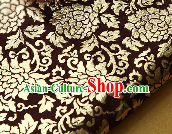 Traditional Asian Classical Gilding Pattern Purplish Red Brocade Cloth Drapery Korean Hanbok Palace Satin Silk Fabric