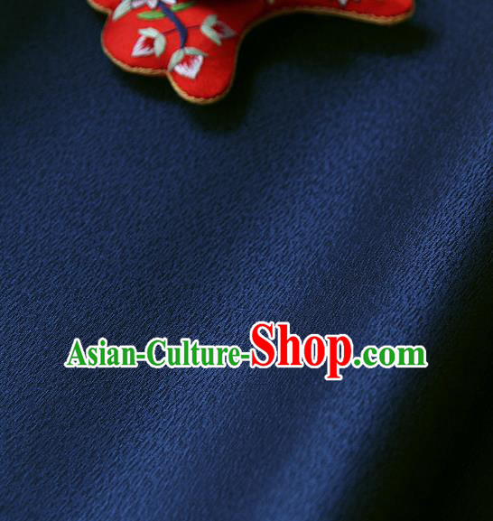 Traditional Asian Classical Navy Brocade Cloth Drapery Korean Hanbok Palace Satin Silk Fabric