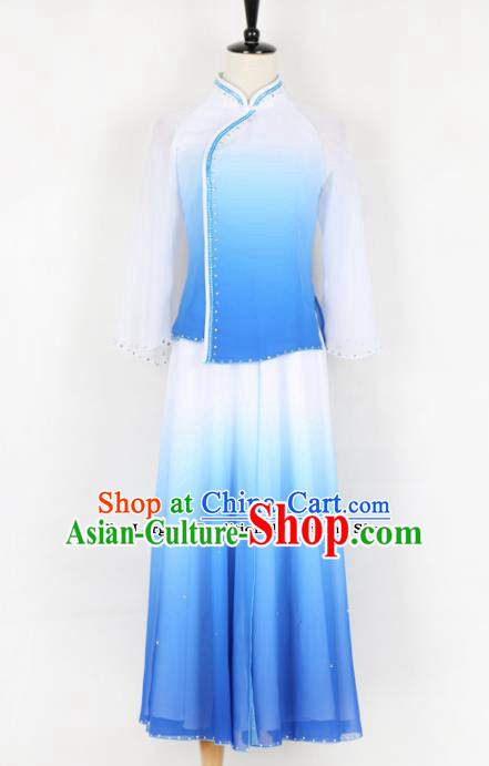 Chinese Traditional Yanko Dance Folk Dance Blue Clothing Classical Dance Costume for Women