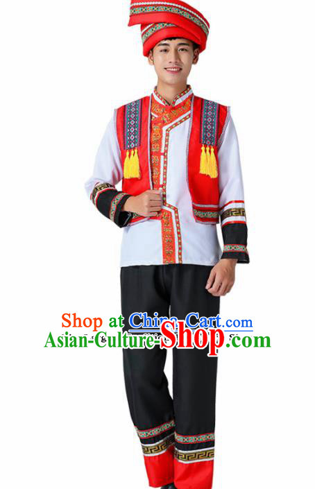 Chinese Traditional Zhuang Nationality Folk Dance Clothing Ethnic Dance Embroidered Costumes for Kids