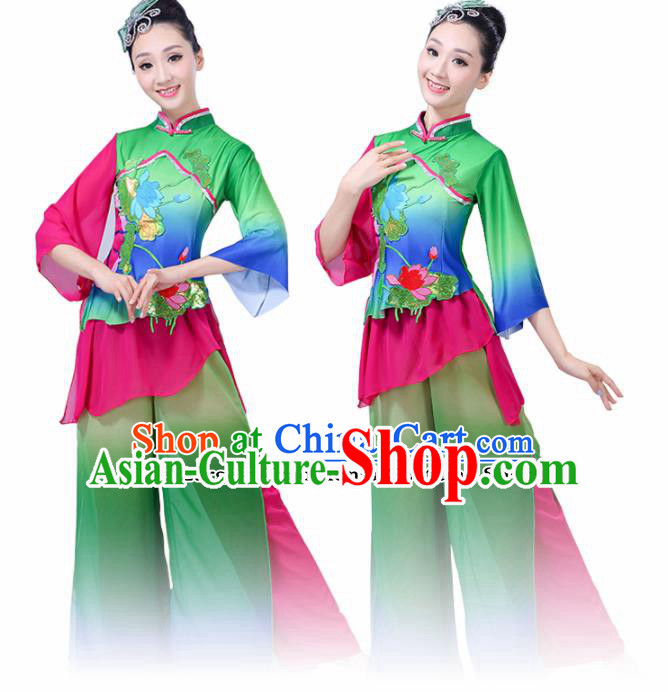 Chinese Traditional Folk Dance Green Costumes Classical Dance Yanko Dance Clothing for Women