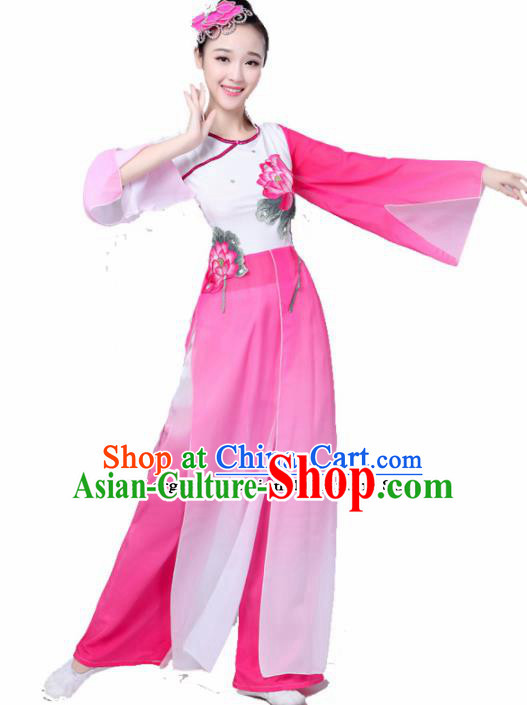 Chinese Traditional Folk Dance Pink Costumes Classical Dance Yanko Dance Clothing for Women