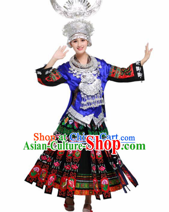 Chinese Hmong Ethnic Minority Dress Traditional Miao Nationality Folk Dance Costumes for Women