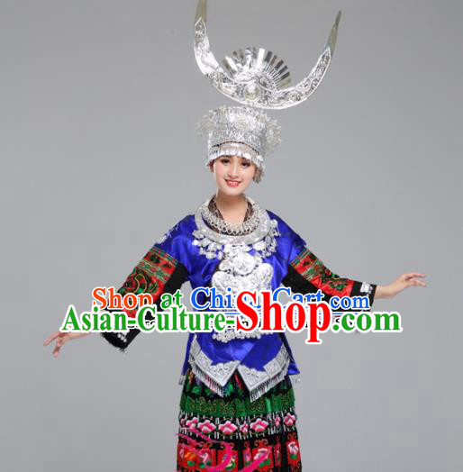 Chinese Hmong Ethnic Minority Dress Traditional Miao Nationality Folk Dance Costumes for Women