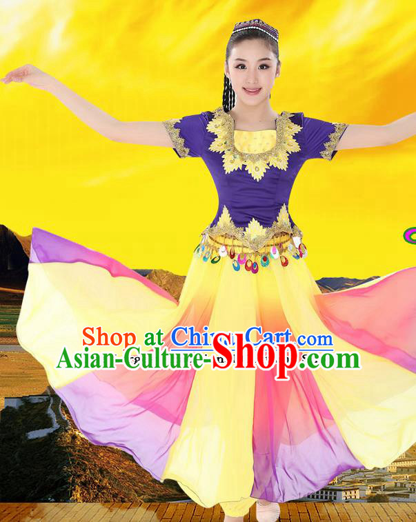 Chinese Traditional Uyghur Minority Dress Uigurian Ethnic Folk Dance Costumes for Women