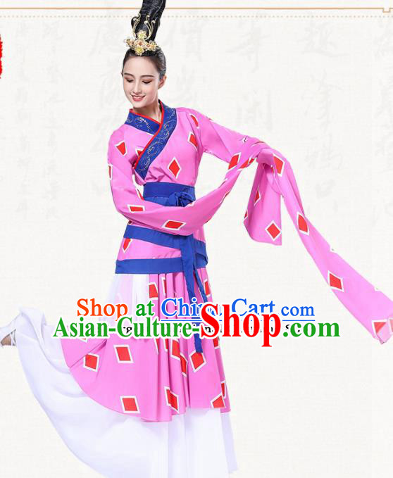 Chinese Traditional Folk Dance Water Sleeve Dress Classical Dance Umbrella Dance Costumes for Women