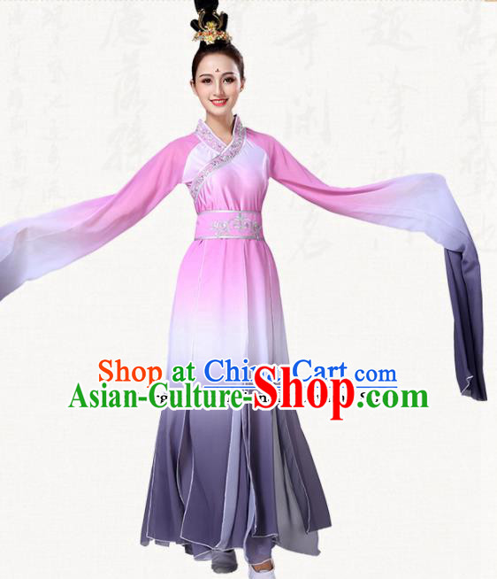 Chinese Traditional Group Dance Pink Dress Classical Dance Umbrella Dance Costumes for Women