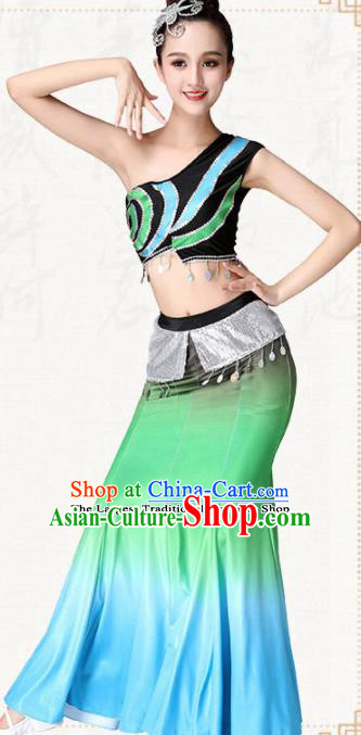 Chinese Traditional Dai Minority Peacock Dance Dress Ethnic Folk Dance Pavane Costumes for Women