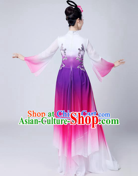 Chinese Traditional Folk Dance Rosy Dress Classical Dance Umbrella Dance Costumes for Women