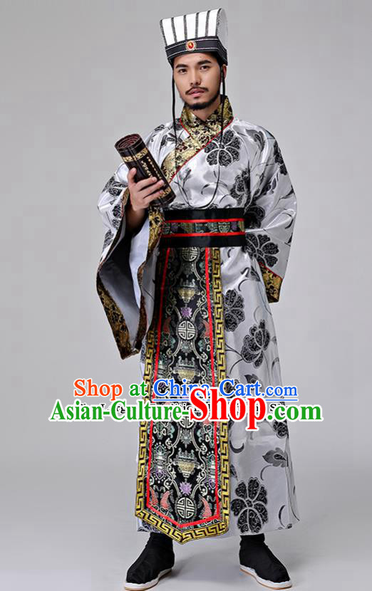 Traditional Chinese Han Dynasty Grand Councilor Costumes Ancient Drama Chancellor Clothing for Men