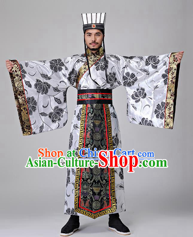Traditional Chinese Han Dynasty Grand Councilor Costumes Ancient Drama Chancellor Clothing for Men