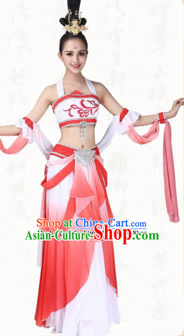 Chinese Traditional Classical Dance Dress Ancient Flying Peri Fan Dance Group Dance Costumes for Women