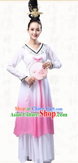 Chinese Traditional Classical Dance Pink Dress Ancient Flying Peri Fan Dance Group Dance Costumes for Women