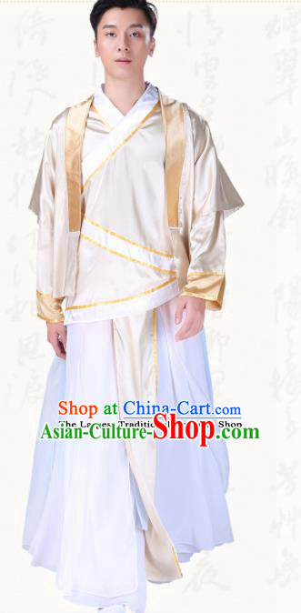 Chinese Traditional Folk Dance Golden Clothing Classical Dance Costumes for Men