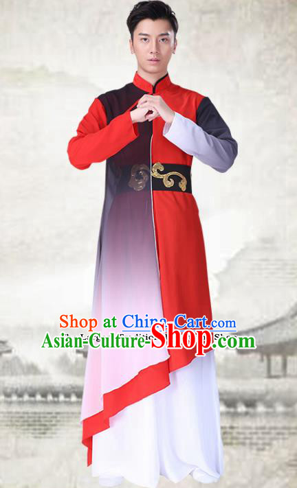 Chinese Traditional Folk Dance Red Clothing Classical Dance Costumes for Men