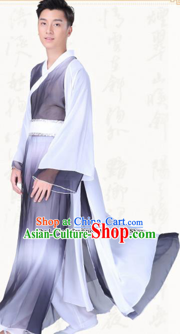 Chinese Traditional Folk Dance Grey Clothing Classical Dance Drum Dance Costumes for Men